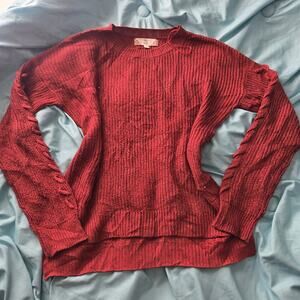 Pink Rose Cable Sleeve Knit Sweater Women’s Small – Red